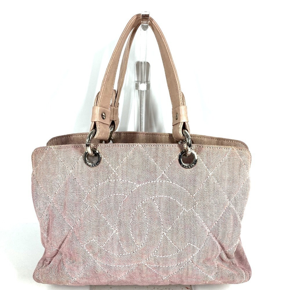 CHANEL denim CC logo bag, large Coco logo, shoulder handbag, cotton, women's,...